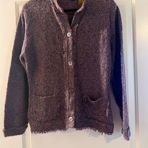 Aura Multicolor Speckled Knit Cardigan in Plum